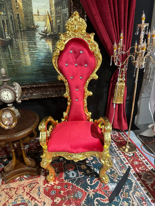 King and Queen Throne Chairs w/ Table - Red